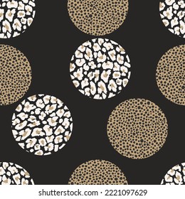 Animal print skin abstract vector hand-drawn seamles patterns with circles for textile design, paper, fabrics, digital, craft and ither design purposes
