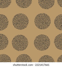 Animal print skin abstract vector hand-drawn seamles patterns with circles for textile design, paper, fabrics, digital, craft and ither design purposes