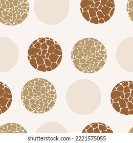 Animal print skin abstract vector hand-drawn seamles patterns with circles for textile design, paper, fabrics, digital, craft and ither design purposes