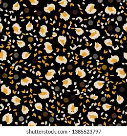 Animal print skin of leopard, cheetah tropical seamless pattern. Camouflage endless background with imitation of spots leopard skins