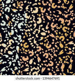 Animal print skin of leopard, cheetah tropical seamless pattern. Camouflage endless background with imitation of spots leopard skins