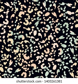Animal print skin of leopard, cheetah tropical seamless pattern. Camouflage endless background with imitation of spots leopard skins