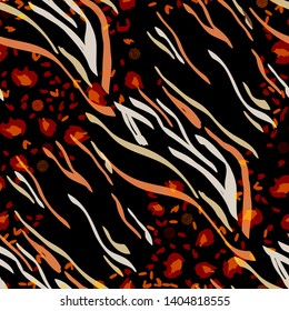 Animal print skin of leopard, cheetah tropical seamless pattern. Camouflage endless background with imitation of spots leopard skins
