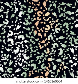 Animal print skin of leopard, cheetah tropical seamless pattern. Camouflage endless background with imitation of spots leopard skins