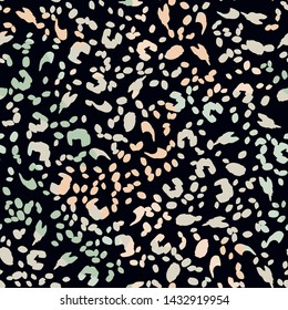 Animal print skin of leopard, cheetah tropical seamless pattern. Camouflage endless background with imitation of spots leopard skins