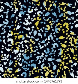 Animal print skin of leopard, cheetah tropical seamless pattern. Camouflage endless background with imitation of spots leopard skins