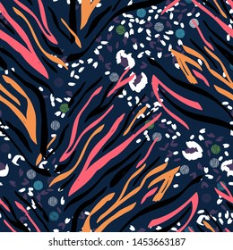 Animal print skin of leopard, cheetah tropical seamless pattern. Camouflage endless background with imitation of spots leopard skins