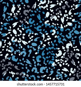 Animal print skin of leopard, cheetah tropical seamless pattern. Camouflage endless background with imitation of spots leopard skins