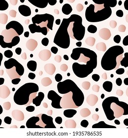 Animal print skin seamless pattern. Leopard spotted fur imitation in cartoon style. Creative rounded rosettes background. Digital art. Trendy vector illustration for surface wrapping, fabric design