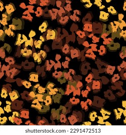 Animal print skin seamless pattern. Leopard spotted fur imitation in cartoon style. Creative rounded rosettes background.