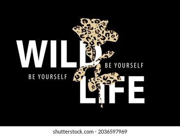 Animal print  and slogan design vector art