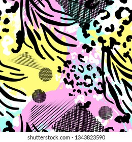 Animal print vector seamless background. colored hand drawn illustration. 