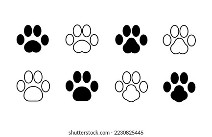 animal prints. foot animal icon. Black animal footprints set. Silhouette of paw print. Animal (dog, cat) paw prints. Vector illustration.