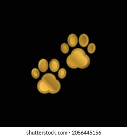Animal Prints gold plated metalic icon or logo vector