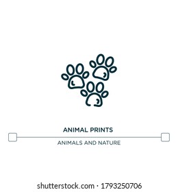 se imprime el icono de la línea vectorial. Ilustración de elemento simple. icono de contorno de huellas de animales del concepto de relleno de tienda de mascotas. Se puede usar para web y móvil
