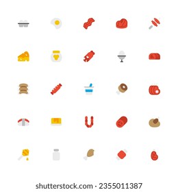 Animal Product Icon Collection. Pixel Perfect Animal Product Flat Style 2D Icon