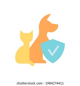 Animal protection and care vector flat color icon. Pet healthcare service. Veterinary clinic. Wildlife and environmental protection. Cartoon style clip art for mobile app. Isolated RGB illustration