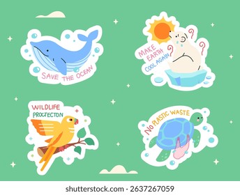 Animal protection stickers, Animals are in danger due to human destruction of their habitats.