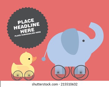 animal pull/push toy template vector/illustration