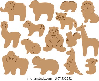 Animal puzzle three-dimensional style cute illustration material