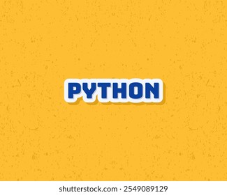 Animal python typography flat design with grunge effect in blue and yellow color. Vector illustration. Suitable for card and children education.