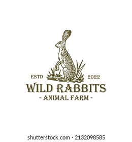 animal rabbit hand drawn illustration design vector