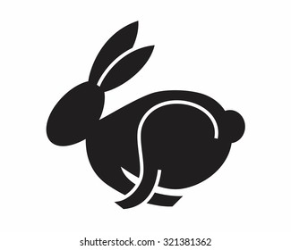 animal rabbit hare bunny black silhouette cartoon character
