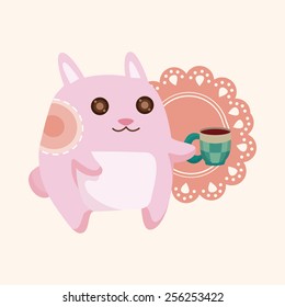 animal rabbit having afternoon tea theme elements