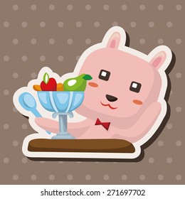 animal rabbit having afternoon tea theme elements