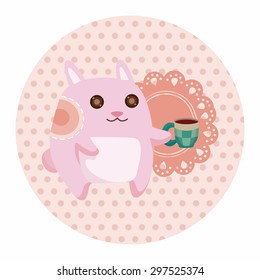 animal rabbit having afternoon tea theme elements