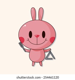 animal rabbit playing instrument cartoon theme elements