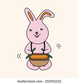 animal rabbit playing instrument cartoon theme elements