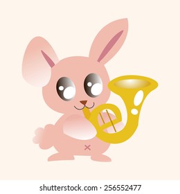 animal rabbit playing instrument cartoon theme elements
