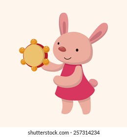 animal rabbit playing instrument cartoon theme elements