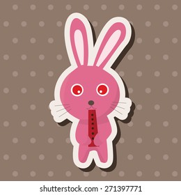 animal rabbit playing instrument cartoon theme elements