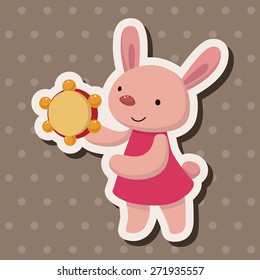 animal rabbit playing instrument cartoon theme elements