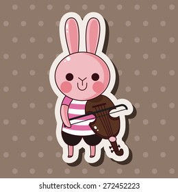 animal rabbit playing instrument cartoon theme elements