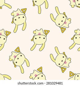animal rabbit playing instrument cartoon , cartoon seamless pattern background