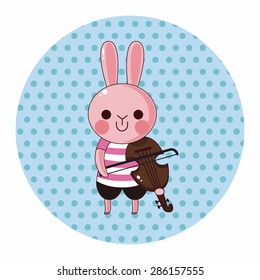 animal rabbit playing instrument cartoon theme elements