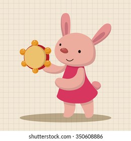 animal rabbit playing instrument cartoon theme element