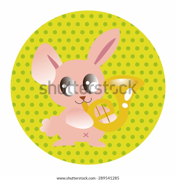 Animal Rabbit Playing Instrument Cartoon Theme Stock Vector (Royalty ...