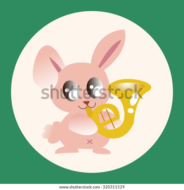 Animal Rabbit Playing Instrument Cartoon Theme Stock Vector (Royalty ...