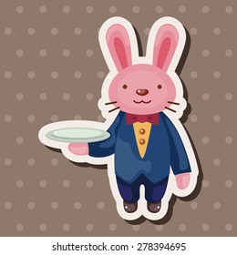 animal rabbit waiter cartoon theme elements