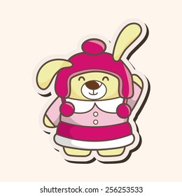 animal rabbit winter cartoon theme elements