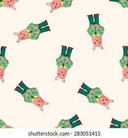 animal rabbit worker cartoon ,seamless pattern