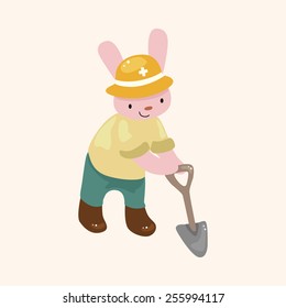 animal rabbit worker cartoon theme elements