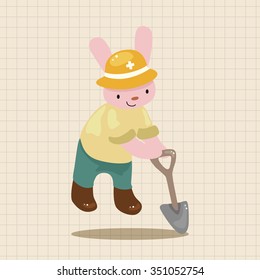 animal rabbit worker cartoon theme elements