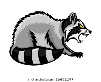 Animal raccoon icon isolated on white background.