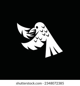 Animal Raven Bird Flying logo design vector template