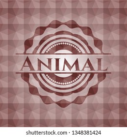 Animal red emblem with geometric pattern background. Seamless.